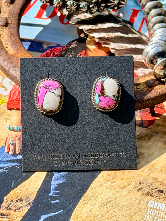 Cotton Candy Studs with Rope Design by Navajo Artist Chassity Belone