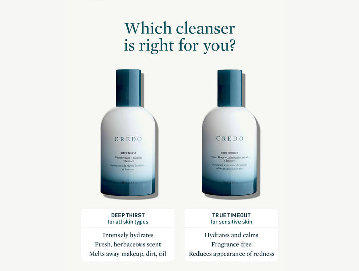 Credo True Timeout Vetiver Root + Calming Botanicals Cleanser for Sensitive Skin
