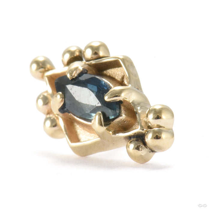 Crowned Medallion Press-fit End in Gold from Sacred Symbols with blue sapphire