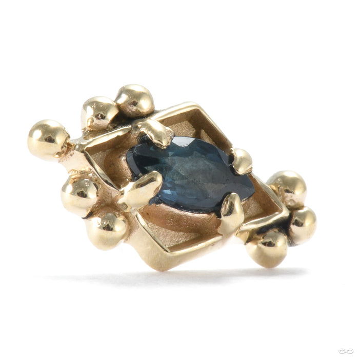 Crowned Medallion Press-fit End in Gold from Sacred Symbols with blue sapphire