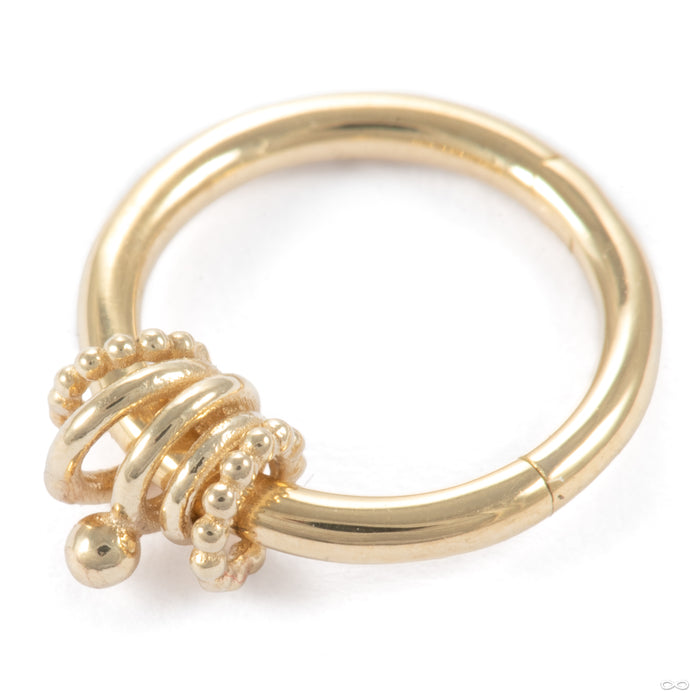 Curio Slip in 14k Yellow Gold from Pupil Hall on a ring detail shot