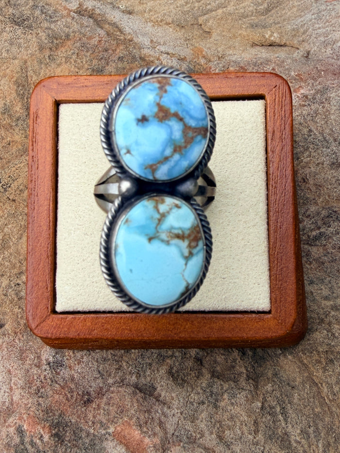 Darrin Livingston Golden Hills Turquoise Sterling Silver Ring Size 7.25
