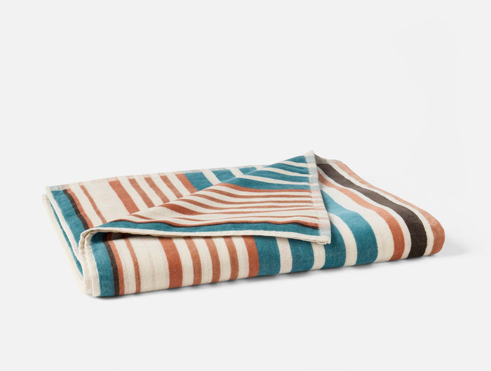 Dawn Stripe Organic Beach Towel - Coyuchi | Aquamarine Stripe
