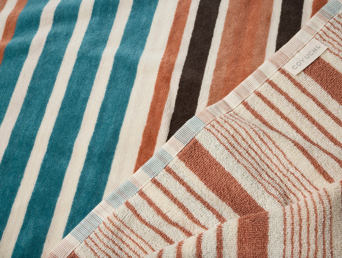 Dawn Stripe Organic Beach Towel - Coyuchi | Aquamarine Stripe
