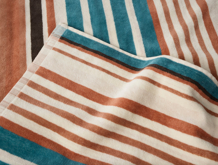 Dawn Stripe Organic Beach Towel - Coyuchi | Aquamarine Stripe