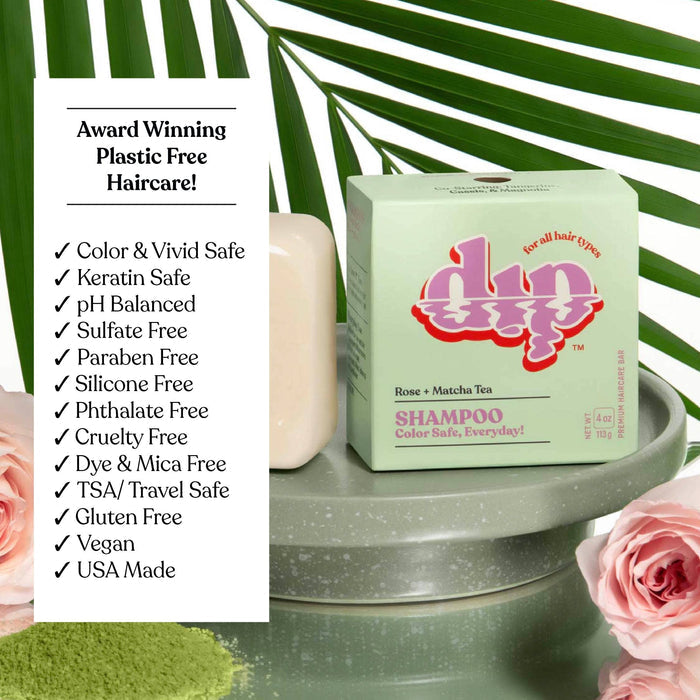Dip Shampoo Bar: Color Safe, Everyday - Rose & Matcha Tea