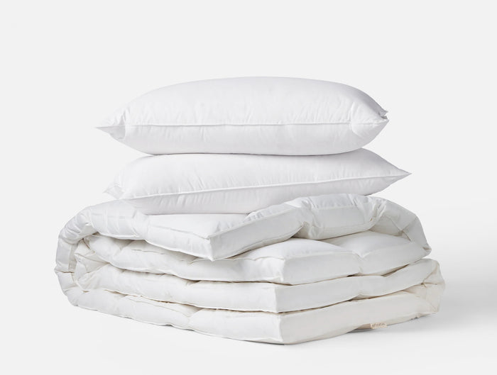 Down Featherbed + Down Feather Pillows Bundle