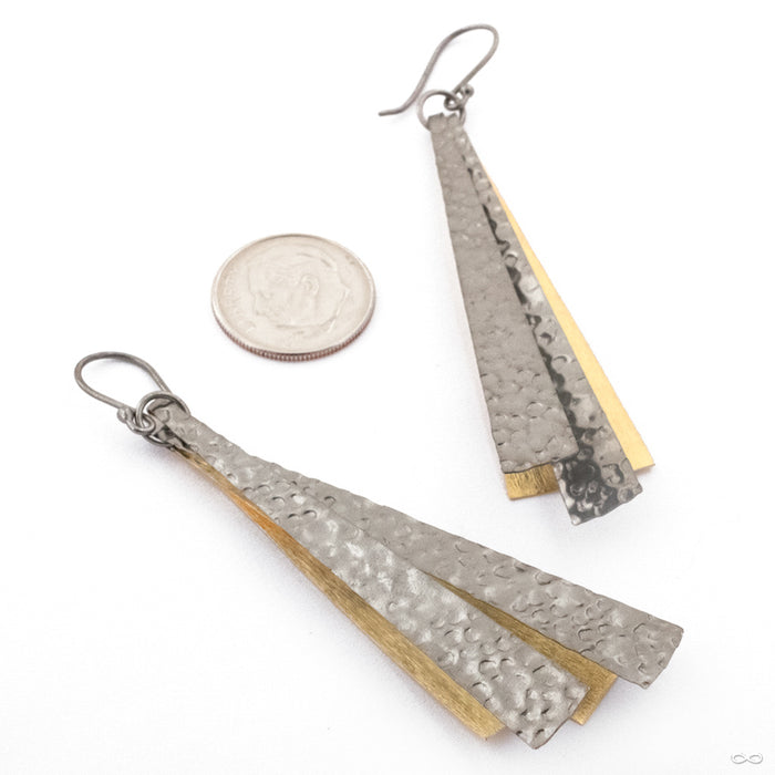 Drape Earrings in Silver with Black Rhodium and Yellow Gold Plating from Diablo Organics