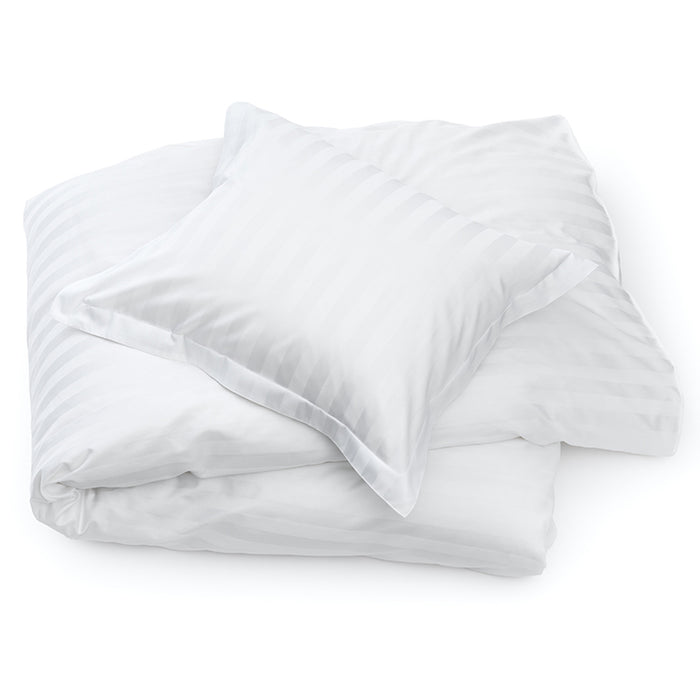 DUX Sateen stripe sengetøy hvit