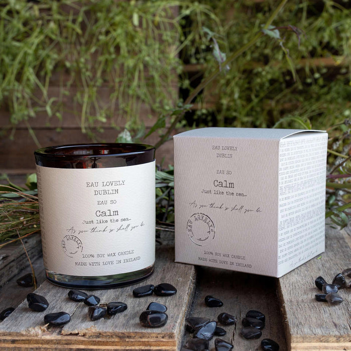 Eau Lovely So Calm Candle with Black Hematite Gemstone