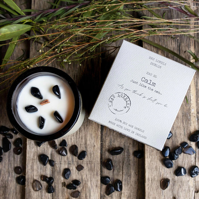 Eau Lovely So Calm Candle with Black Hematite Gemstone