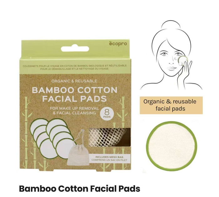 Ecopro Bamboo Cotton Facial Pad (Organic & Reusable) 8pcs/pk
