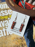 Ester White Navajo Handmade Red Coral Earrings