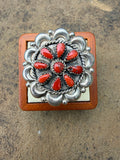 Eunis Wilson Coral & Sterling Silver Cluster Ring Size 7