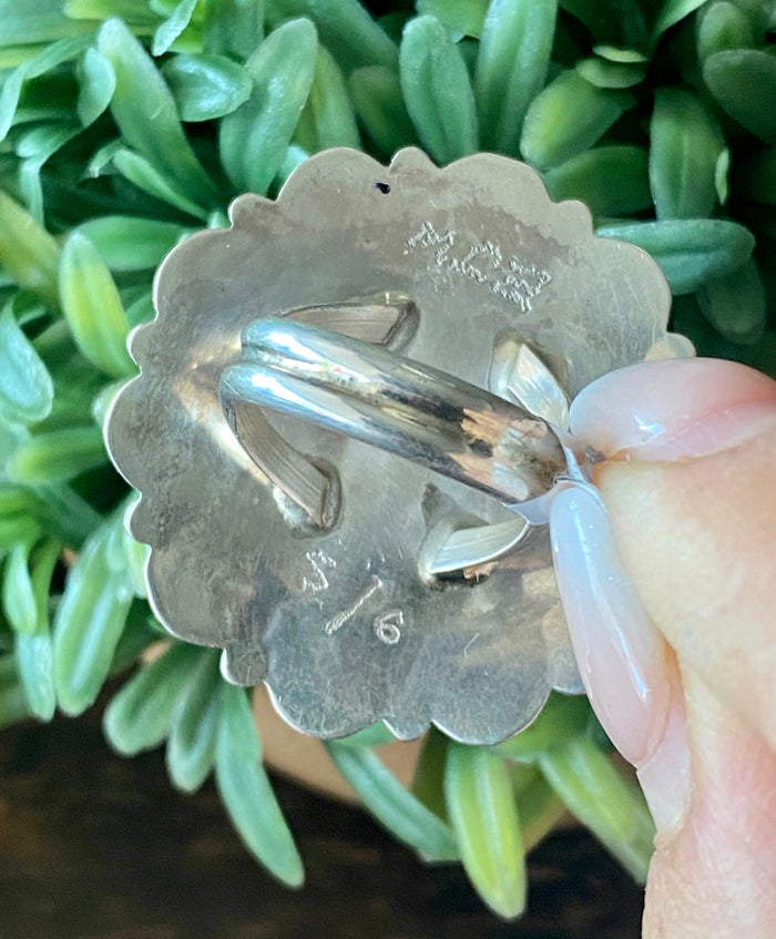 Eunis Wilson Coral & Sterling Silver Cluster Ring Size 7