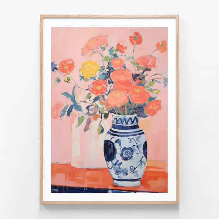 Flower Arrangement 1 oak framed print