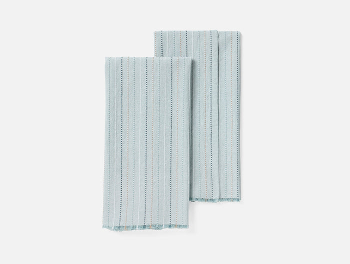 Fringe Stripe Organic Hand Towel, Set Of 2 - Coyuchi | Tidal Chambray