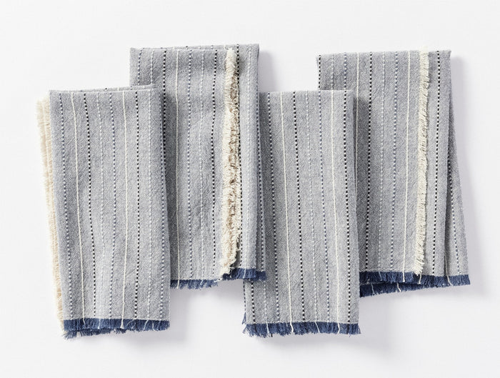 Fringe Stripe Organic Napkin, Set of 4 | Blue Jay