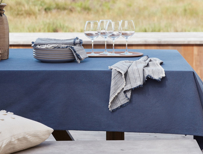Fringe Stripe Organic Napkin, Set of 4 | Blue Jay