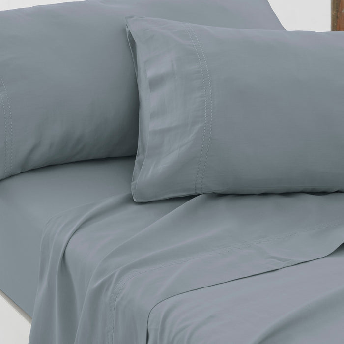 Funda almohada algodón orgánico con doble pespunte color ceniza - Qutun - Aproximación