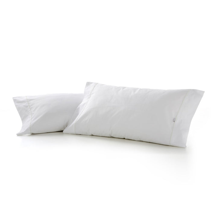 Funda de almohada algodón 600 hilos blanco cierre en tapa y solapa