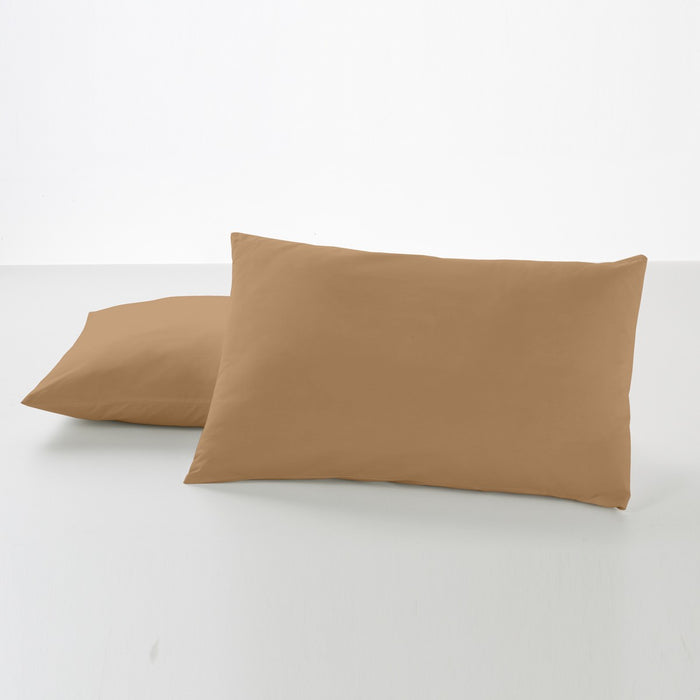 Funda de almohada algodón marrón dos piezas 50x80 cm