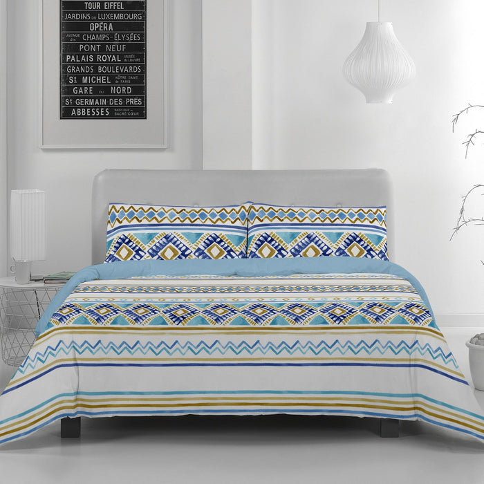 Funda de almohada algodón Vinia azul vista frontal