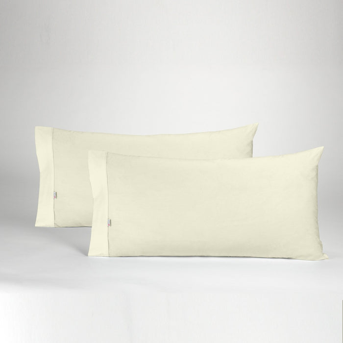 Funda de almohada 50-50 crema dos piezas abertura lateral