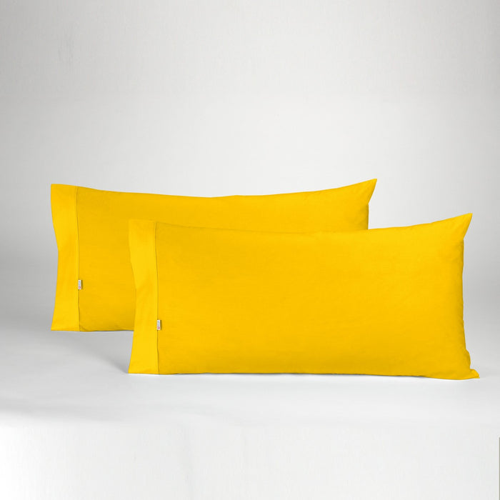 Funda de almohada 50-50 mostaza dos piezas abertura lateral