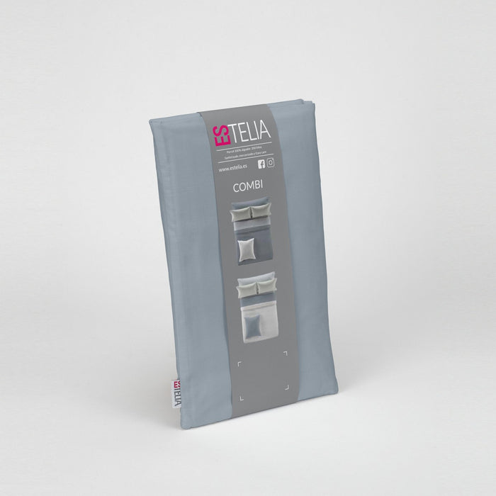 Funda de cojín percal acero presentación en bolsa de tela
