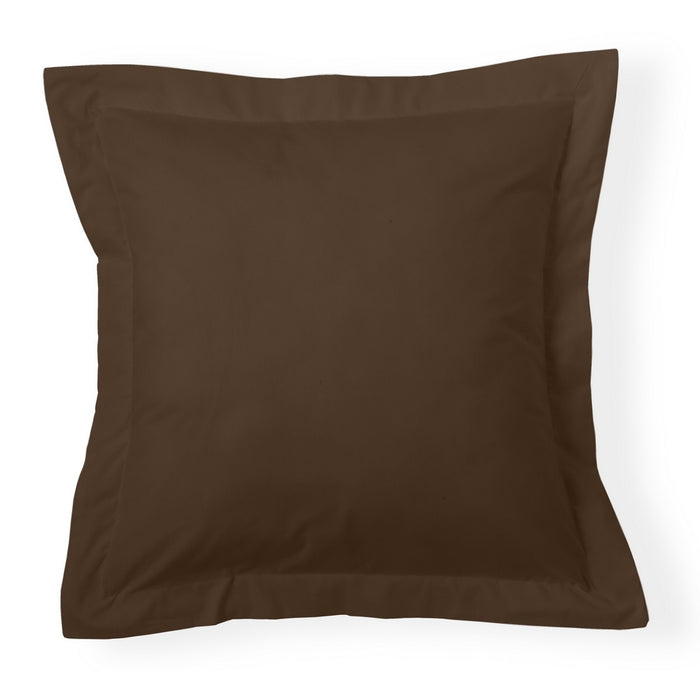 Funda de cojín percal chocolate 55x55cm con pestaña