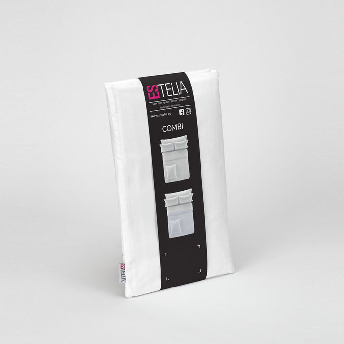 Funda de cojín satén blanco presentación en bolsa de tela
