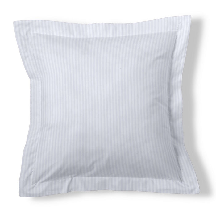Funda de cojín satén listado blanco 55x55cm con pestaña