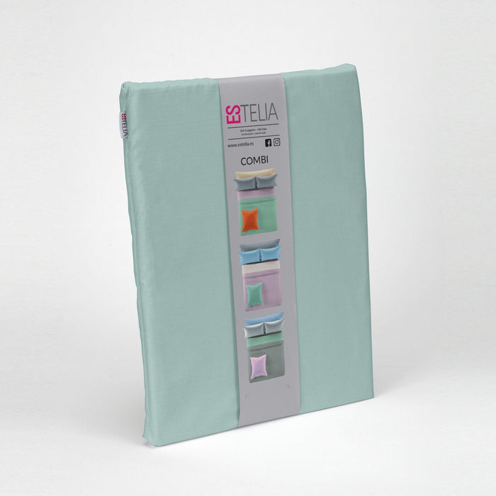 Funda nórdica lisa algodón aqua presentación en bolsa de tela