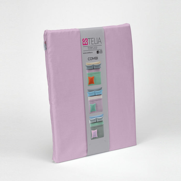 Funda nórdica lisa algodón malva presentación en bolsa de tela