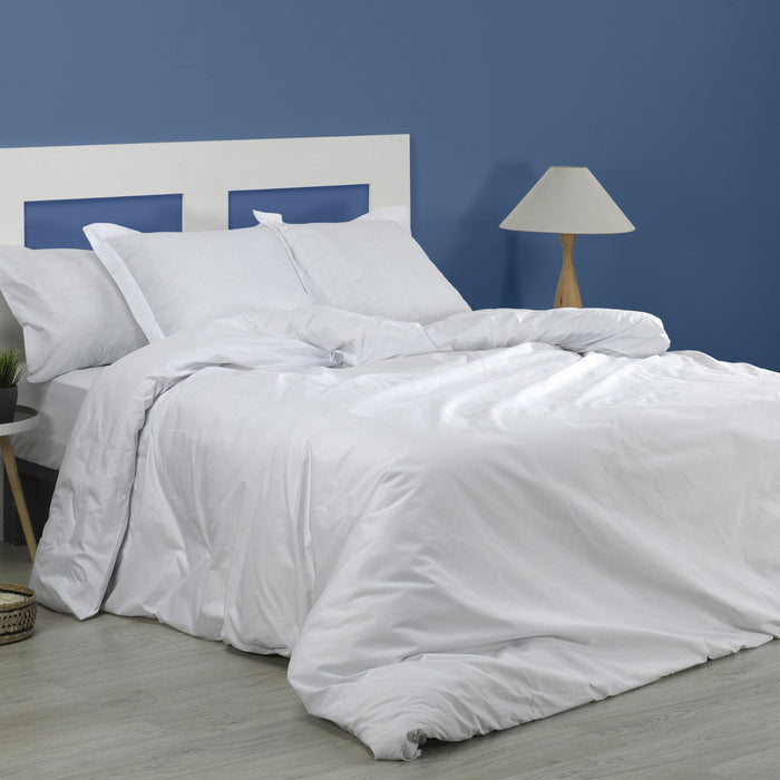 Funda nórdica lisa 50-50 blanco escena de cama