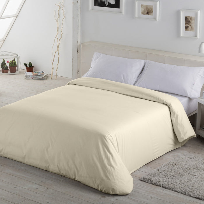 Funda nórdica lisa 50-50 crema escena de cama
