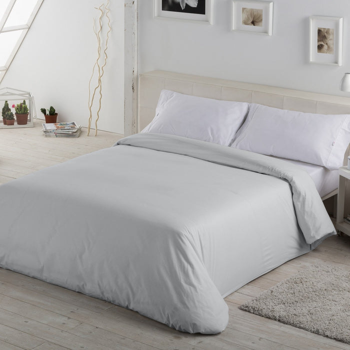 Funda nórdica lisa 50-50 perla escena de cama