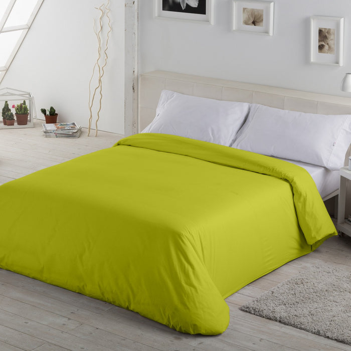 Funda nórdica lisa 50-50 pistacho escena de cama