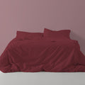 Funda nórdica lisa algodón poliéster vino vista frontal