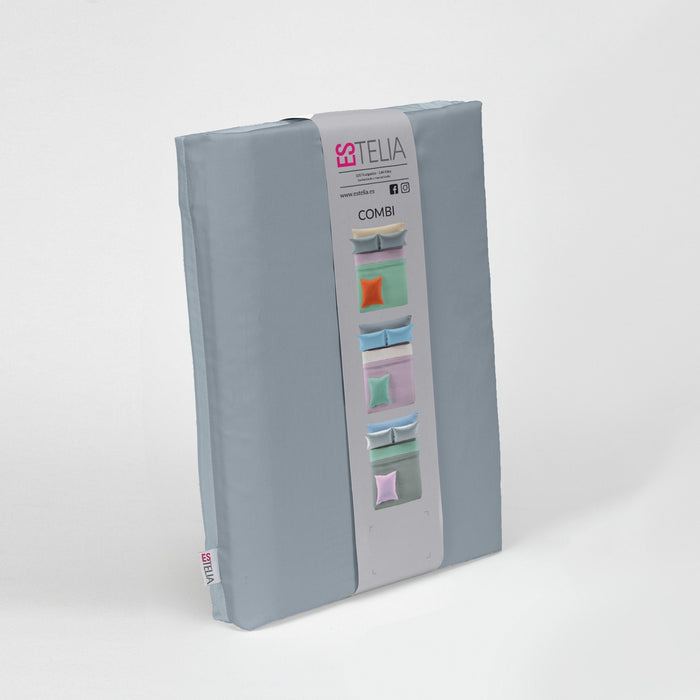 Funda nórdica reversible algodón acero-plata presentación en bolsa de tela