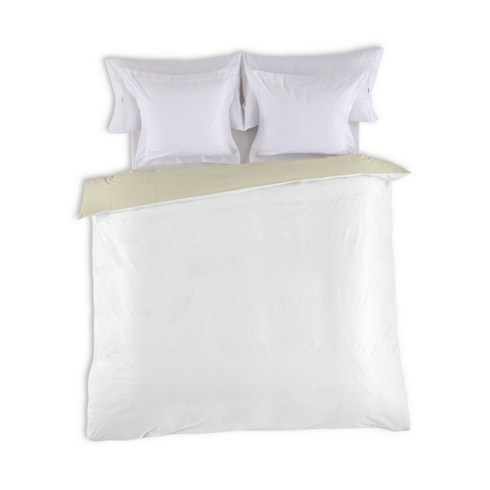 Funda nórdica reversible blanco-piedra vista cenital anverso