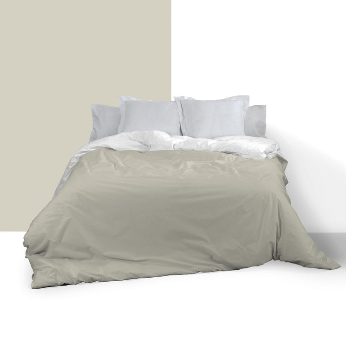 Funda nórdica reversible blanco-piedra escena de cama reverso