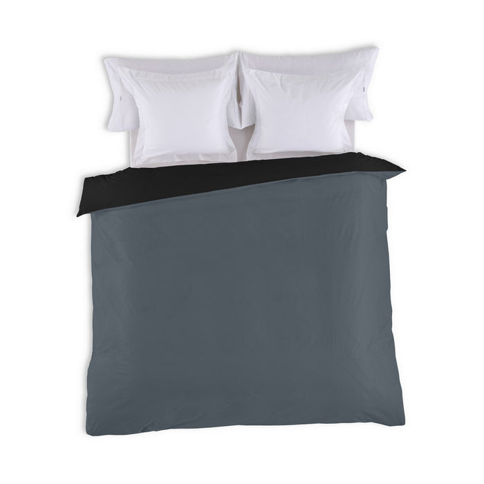 Funda nórdica reversible negro-gris vista cenital reverso