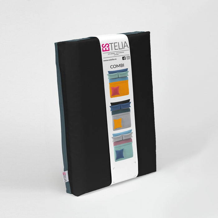 Funda nórdica reversible negro-gris presentación en bolsa de tela