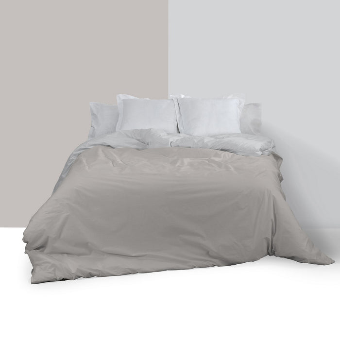 Funda nórdica reversible perla-plomo escena de cama reverso