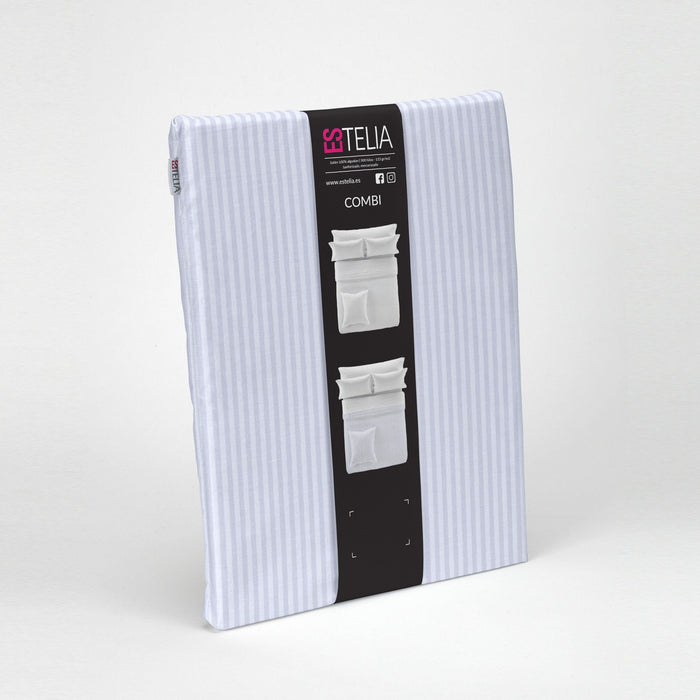 Funda nórdica satén listado blanco presentación en bolsa de tela
