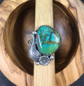 Geniune Turquoise Floral Feather Rings