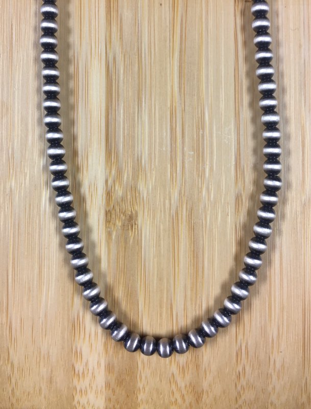 Genuine Sterling Silver Beaded Necklace 16" (Medium Beads)
