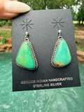 Gorgeous Native Made Green Turquoise Stone Earrings by Irene Kee